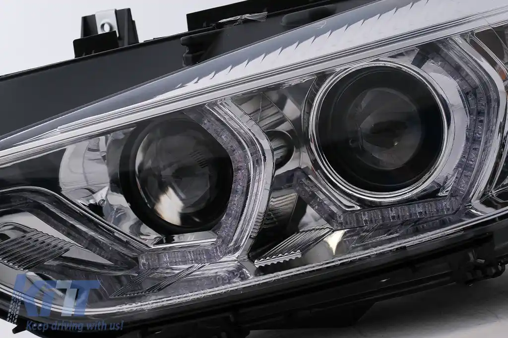 Faruri Angel Eyes LED DRL compatibil cu BMW 3 Series F30 F31 Sedan Touring (10.2011-05.2015) Crom-image-6099995