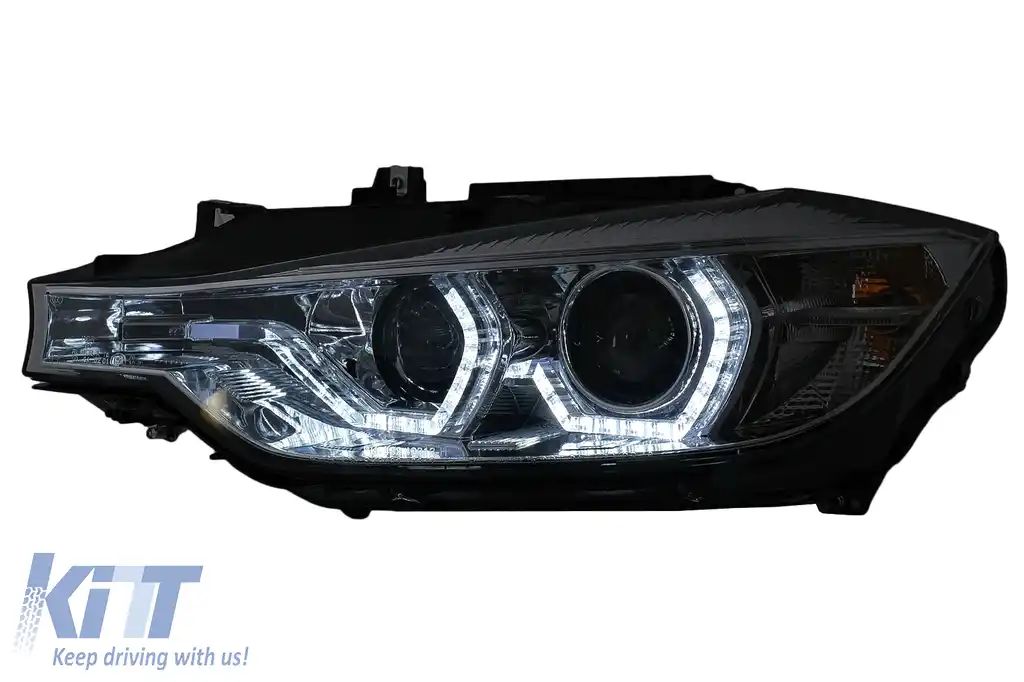 Faruri Angel Eyes LED DRL compatibil cu BMW 3 Series F30 F31 Sedan Touring (10.2011-05.2015) Crom-image-6099997
