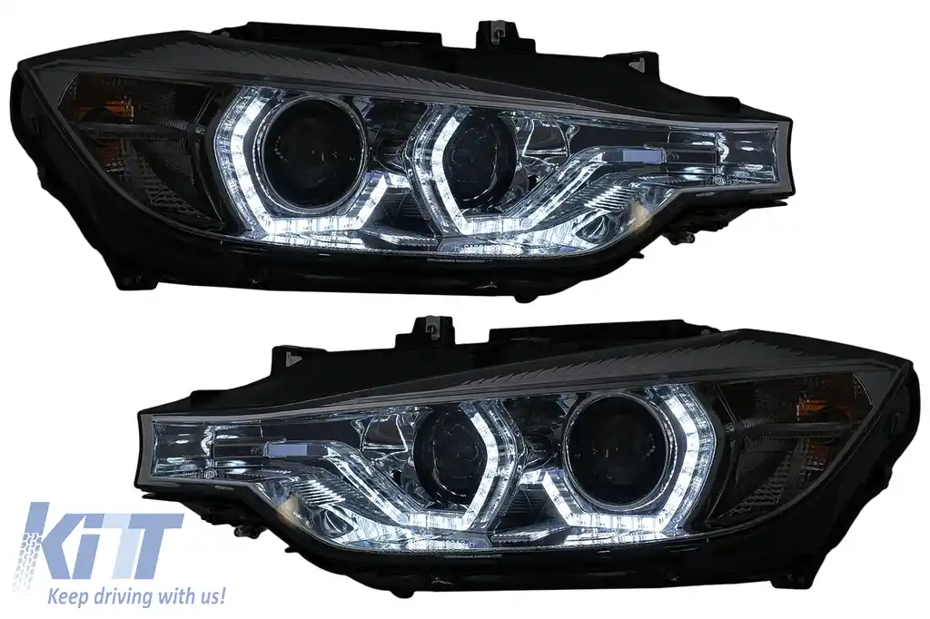 Faruri Angel Eyes LED DRL compatibil cu BMW 3 Series F30 F31 Sedan Touring (10.2011-05.2015) Crom-image-6099998