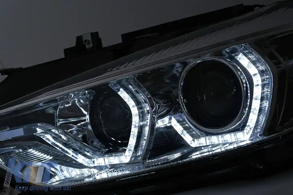 Faruri Angel Eyes LED DRL compatibil cu BMW 3 Series F30 F31 Sedan Touring (10.2011-05.2015) Crom-image-6099999