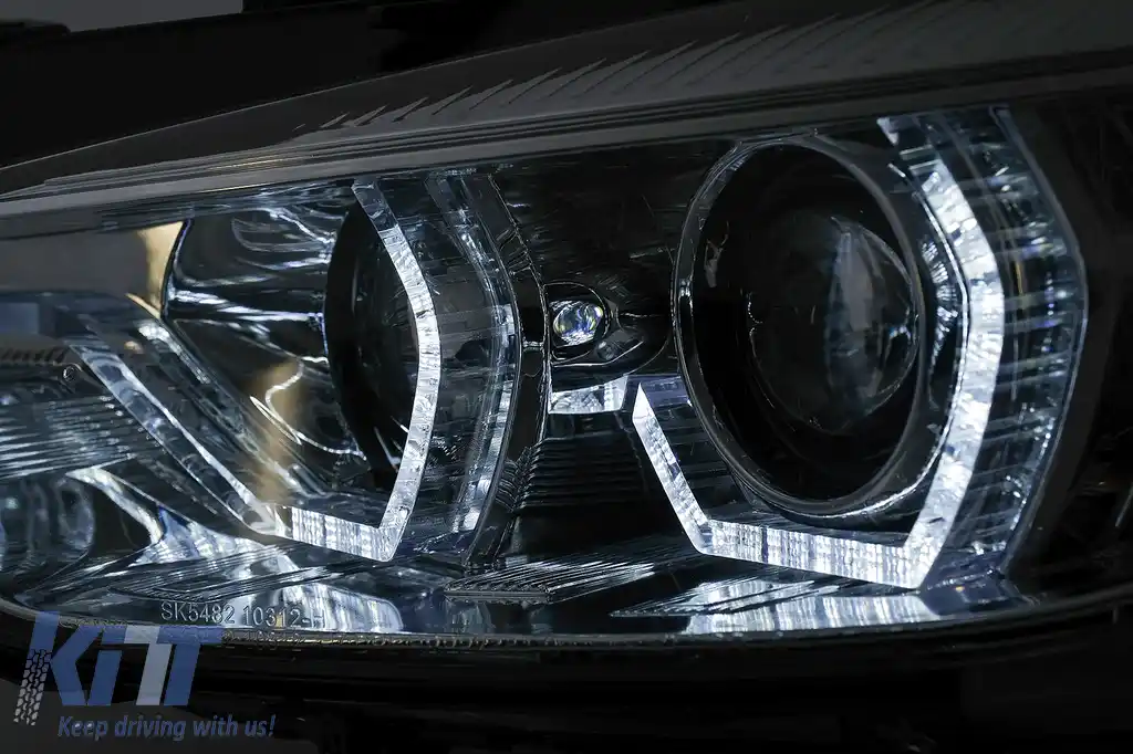 Faruri Angel Eyes LED DRL compatibil cu BMW 3 Series F30 F31 Sedan Touring (10.2011-05.2015) Crom-image-6100000