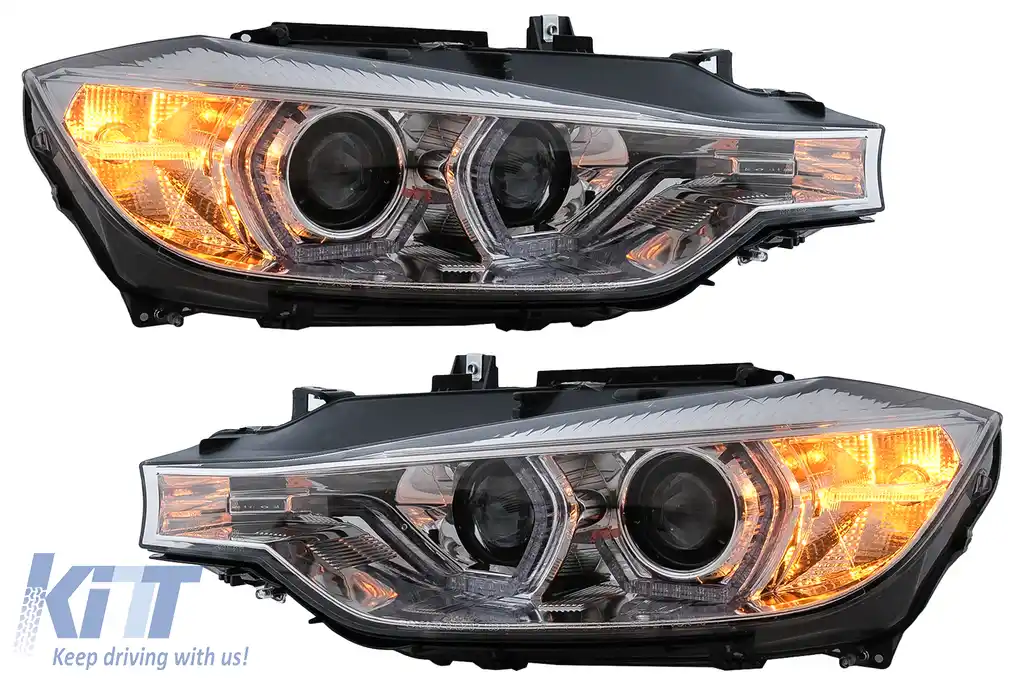 Faruri Angel Eyes LED DRL compatibil cu BMW 3 Series F30 F31 Sedan Touring (10.2011-05.2015) Crom-image-6100009