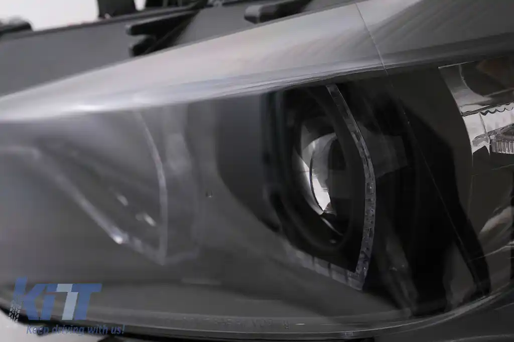 Faruri Angel Eyes LED DRL compatibil cu BMW Seria 3 F30 F31 Sedan Touring LCI (2015-2019) Negru-image-6100383