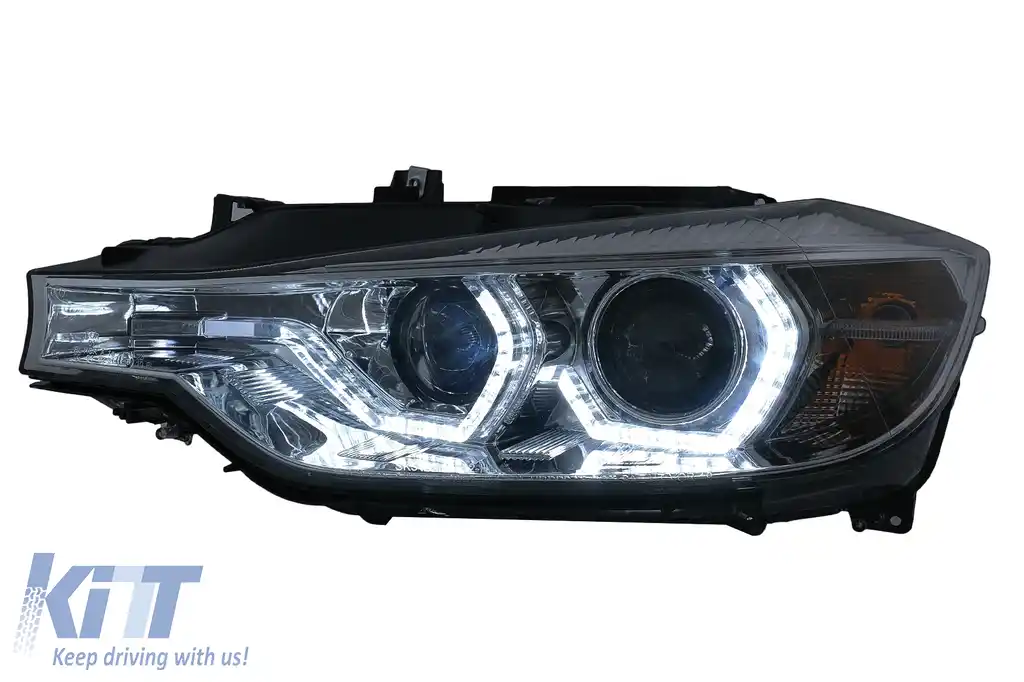 Faruri Angel Eyes LED DRL compatibil cu BMW Seria 3 F30 F31 Sedan Touring LCI (2015-2019) Crom-image-6100803