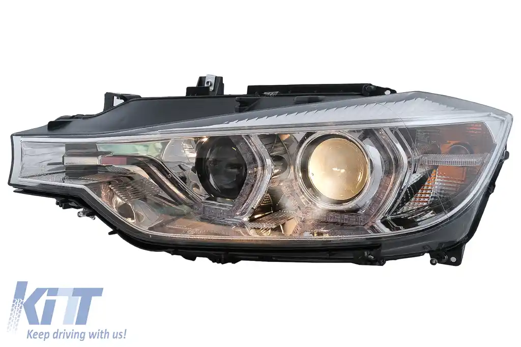 Faruri Angel Eyes LED DRL compatibil cu BMW Seria 3 F30 F31 Sedan Touring LCI (2015-2019) Crom-image-6100806