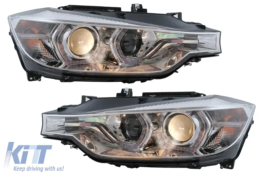 Faruri Angel Eyes LED DRL compatibil cu BMW Seria 3 F30 F31 Sedan Touring LCI (2015-2019) Crom-image-6100807