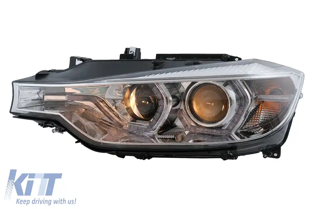 Faruri Angel Eyes LED DRL compatibil cu BMW Seria 3 F30 F31 Sedan Touring LCI (2015-2019) Crom-image-6100812