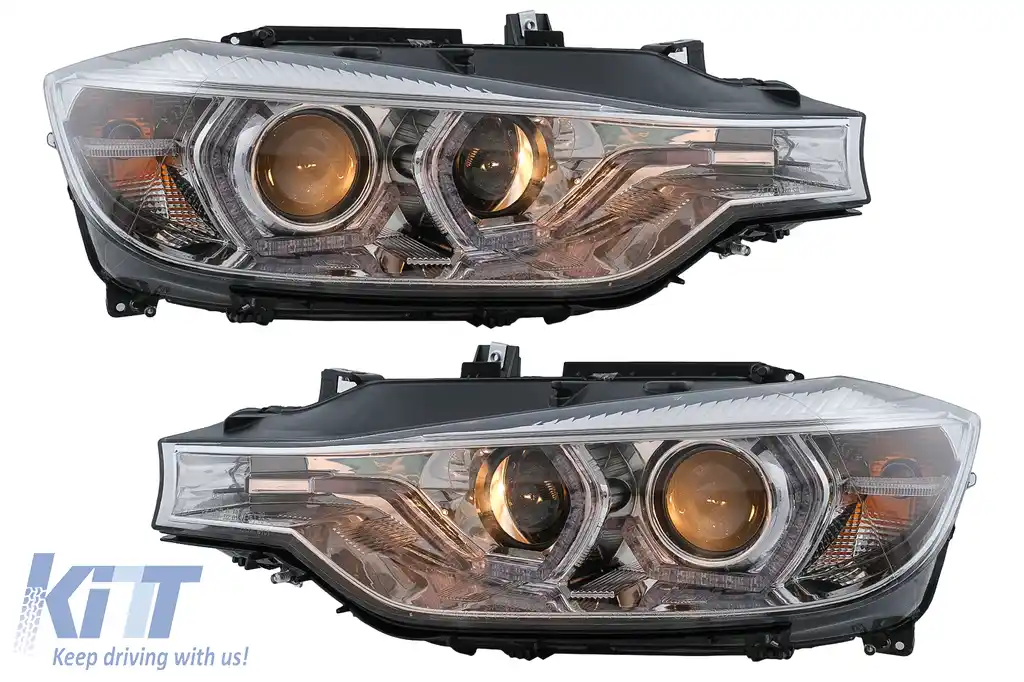 Faruri Angel Eyes LED DRL compatibil cu BMW Seria 3 F30 F31 Sedan Touring LCI (2015-2019) Crom-image-6100813