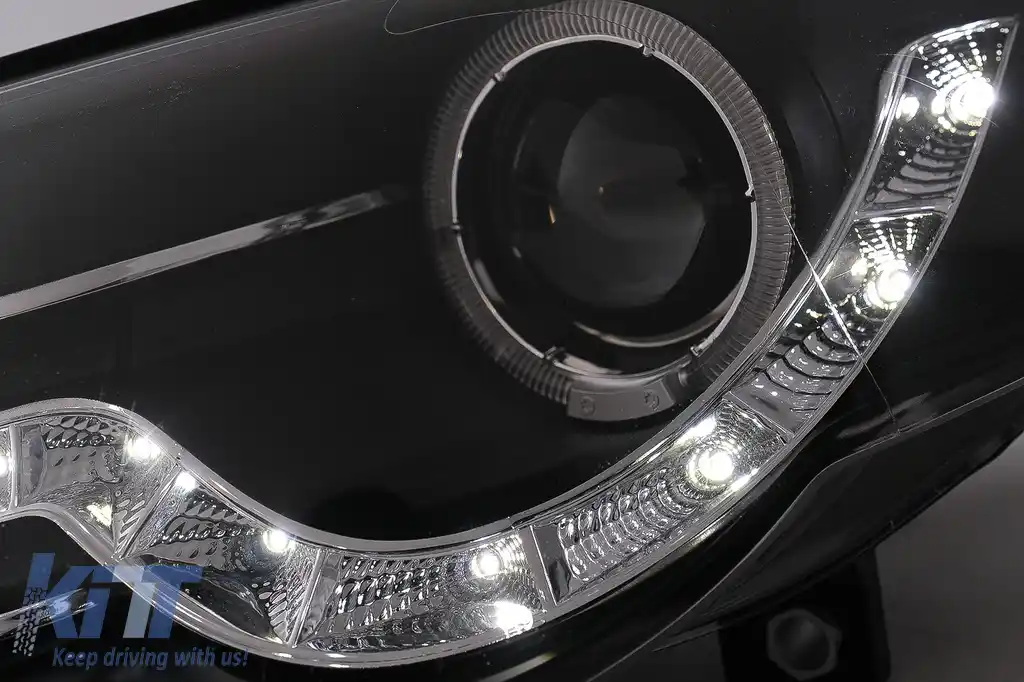 Faruri Angel Eyes LED DRL compatibil cu VW Passat B6 3C (03.2005-2010) Negru-image-6098059