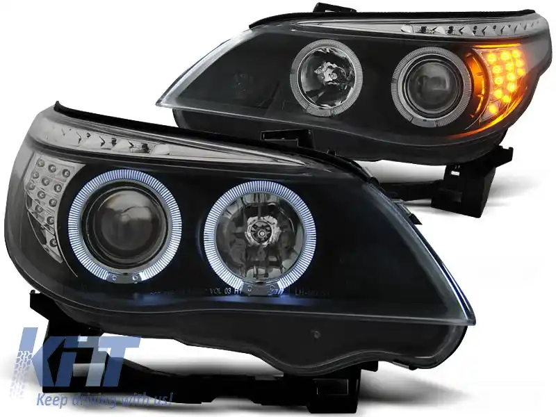image-22-FARURI ANGEL EYES NEGRE CU LED INDICATOR, potrivite pentru BMW E60/E61 03-07