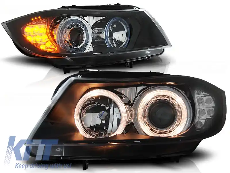 image-13-FARURI ANGEL EYES NEGRE CU LED INDICATOR potrivite pentru BMW E90/E91 03.05-08.08