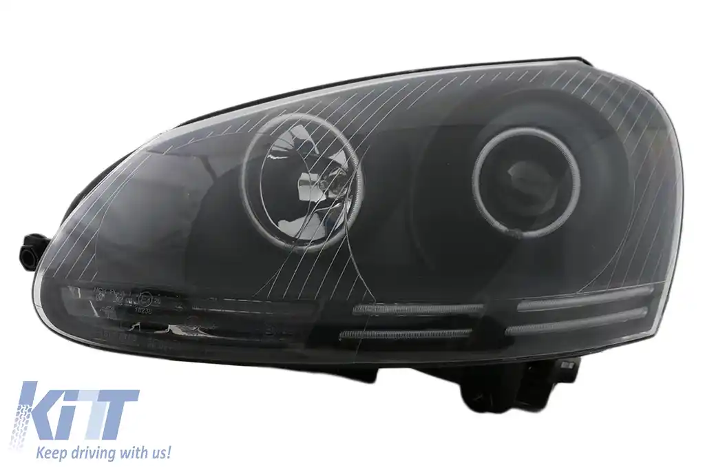 Faruri CCFL Angel Eyes LED compatibil cu VW Golf V 5 / Jetta 5 (2004-2009) Negru-image-6093436