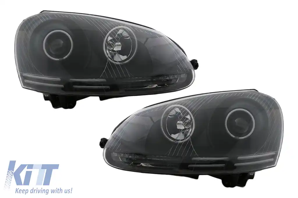 Faruri CCFL Angel Eyes LED compatibil cu VW Golf V 5 / Jetta 5 (2004-2009) Negru-image-6093437