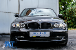 Faruri compatibil cu BMW Seria 1 E81 E82 E87 E88 (2004-2011) Angel Eyes Negru-image-6073064