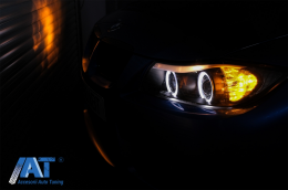 Faruri compatibil cu BMW Seria 3 E90 Sedan E91 Touring (03.2005-08.2008) Angel Eyes Negru-image-6083982