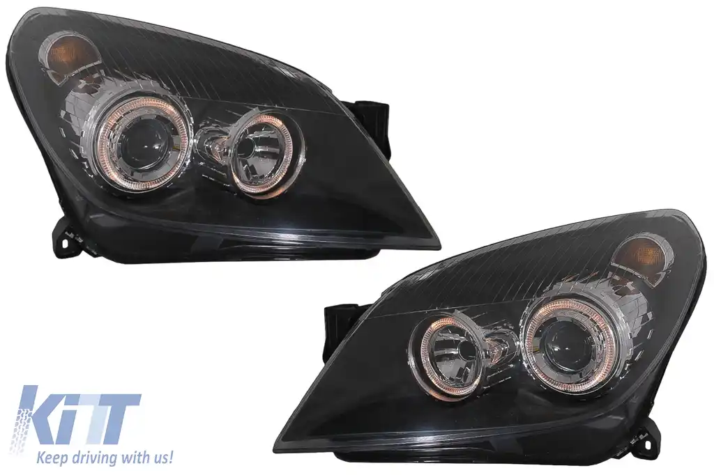 Faruri compatibil cu Opel Astra H (03.2004-2009) Angel Eyes Negru