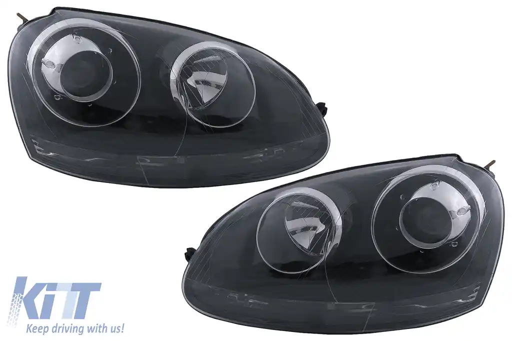 Faruri compatibil cu VW Golf 5 V Mk5 (2003-2007) Jetta (2005-2010) GTI R32 Design Negru