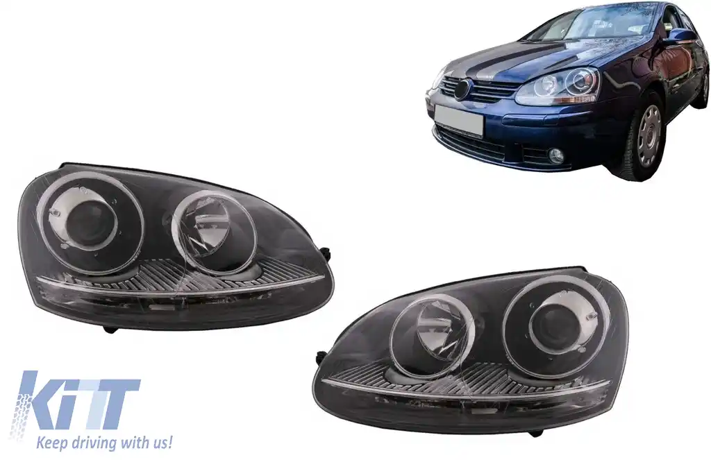 Faruri compatibil cu VW Golf 5 V Mk5 (2003-2007) Jetta (2005-2010) GTI R32 Chrome Edition-image-6127082