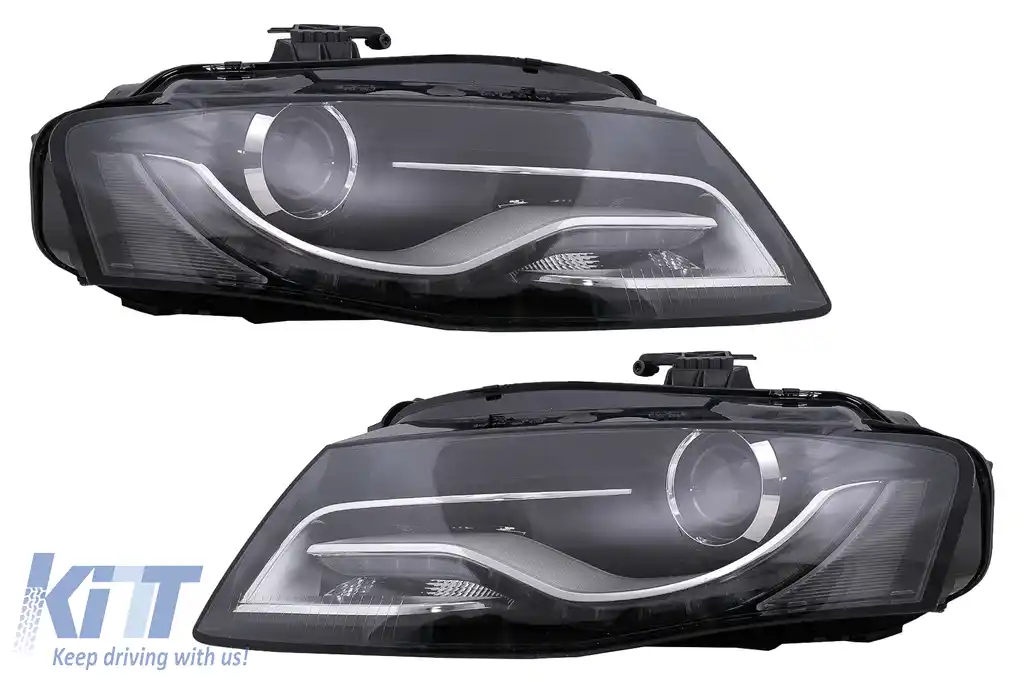 Faruri Cu Lumini de zi Integrate LED (DRL) compatibil cu Audi A4 B8 8K (2009-10.2011) Negre