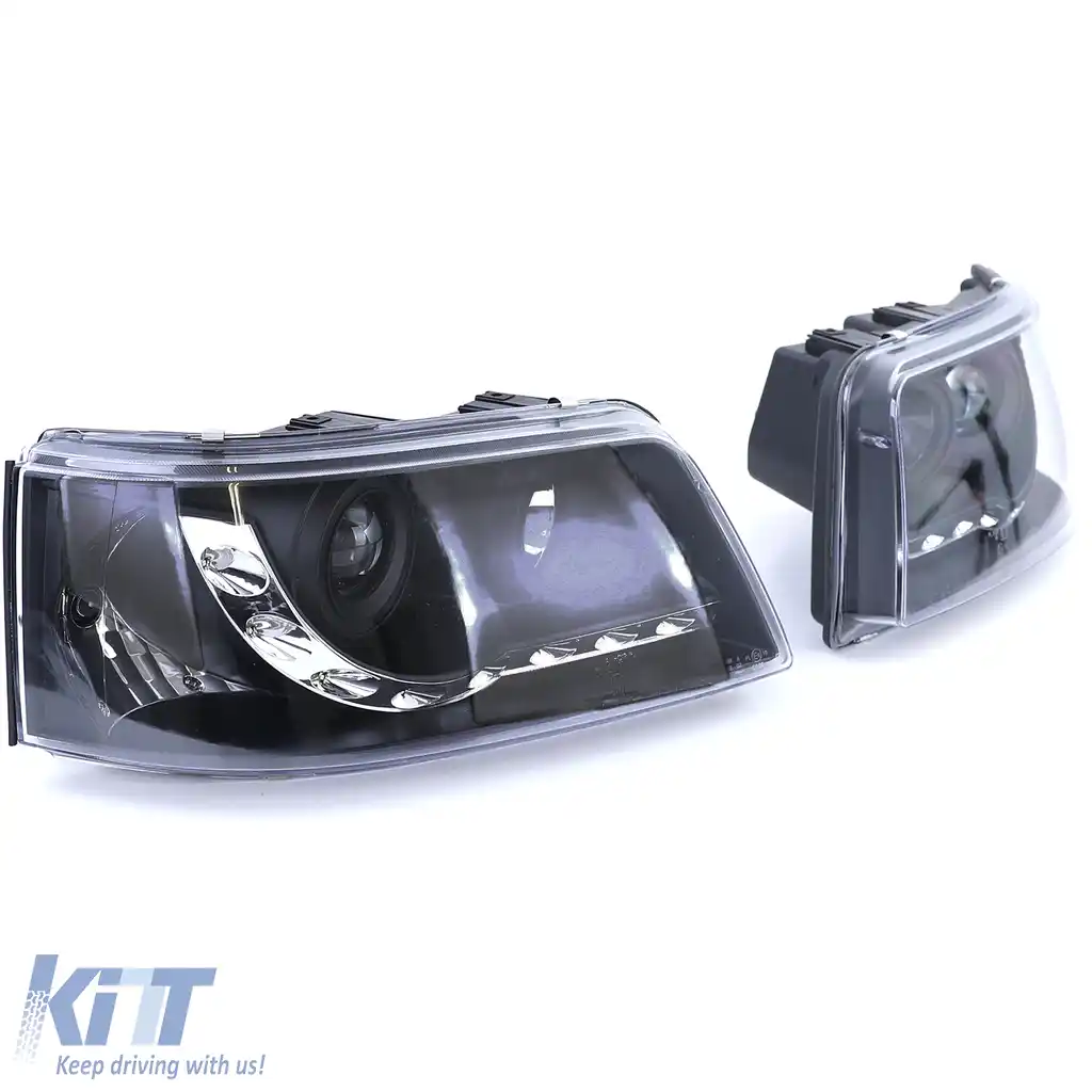 Faruri cu lumini de zi LED, aspect negru, potrivite pentru VW Transporter Bus T5 03-09-image-6257163