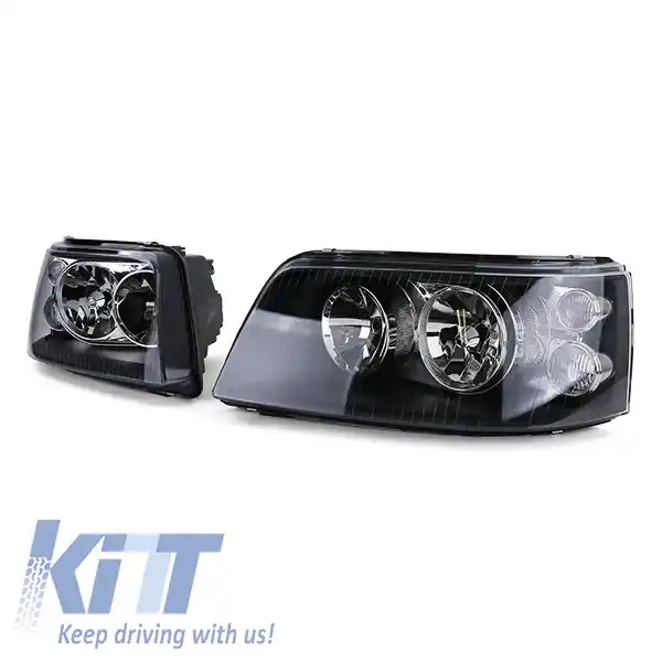 Faruri cu sticlă clară H7 H1 negre cu motor LWR, pereche, potrivite pentru VW Bus T5 03-09-image-6196654
