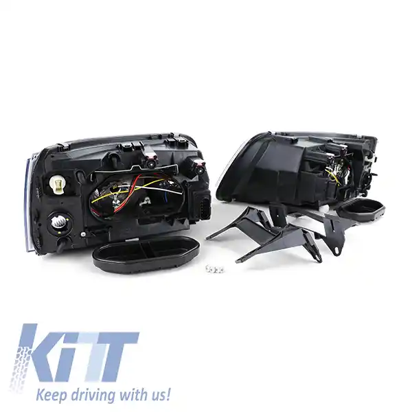 Faruri cu sticlă clară H7 H1 negre cu motor LWR, pereche, potrivite pentru VW Bus T5 03-09-image-6196656