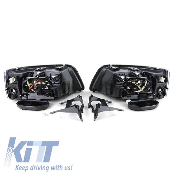 Faruri cu sticlă clară H7 H1 negre cu motor LWR, pereche, potrivite pentru VW Bus T5 03-09-image-6196658