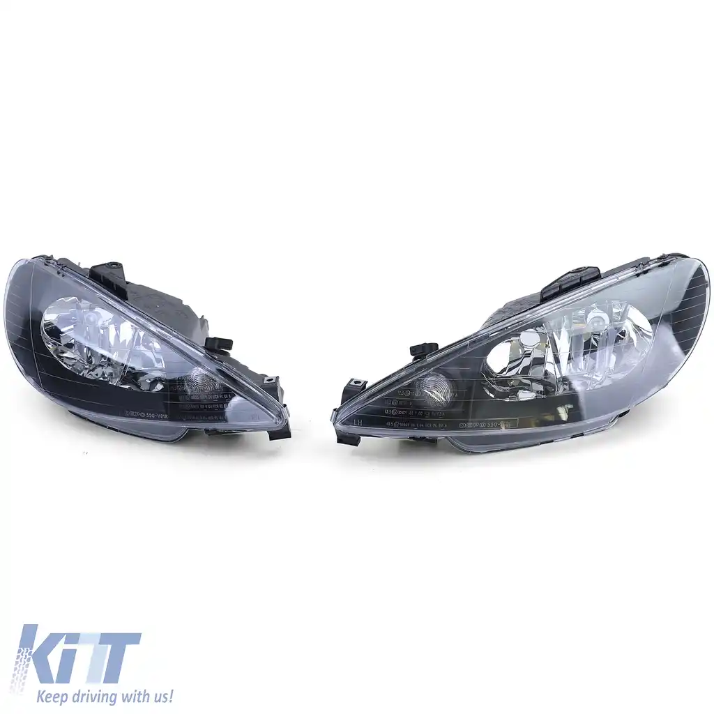 Faruri cu sticlă clară negre H7 H7 + adaptor potrivit pentru Peugeot 206 1998-2008-image-6198055