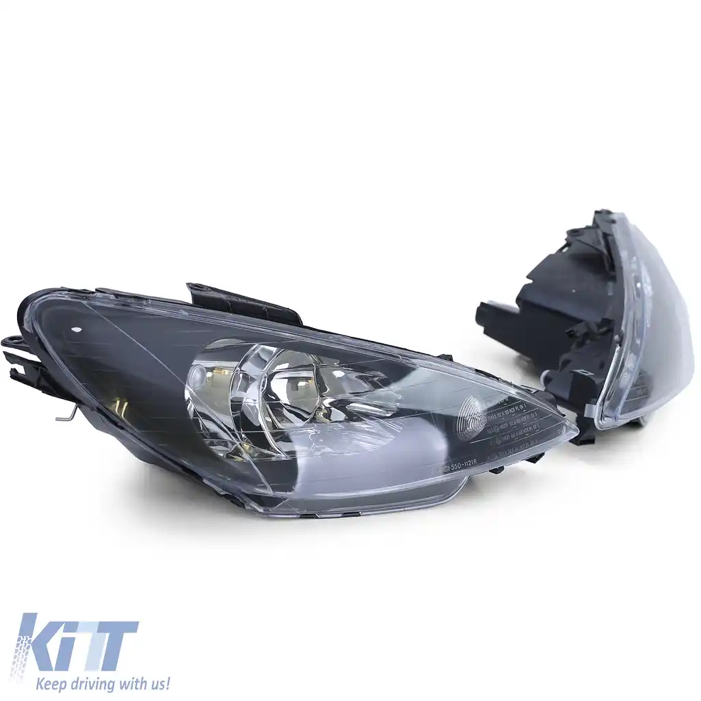 Faruri cu sticlă clară negre H7 H7 + adaptor potrivit pentru Peugeot 206 1998-2008-image-6198056