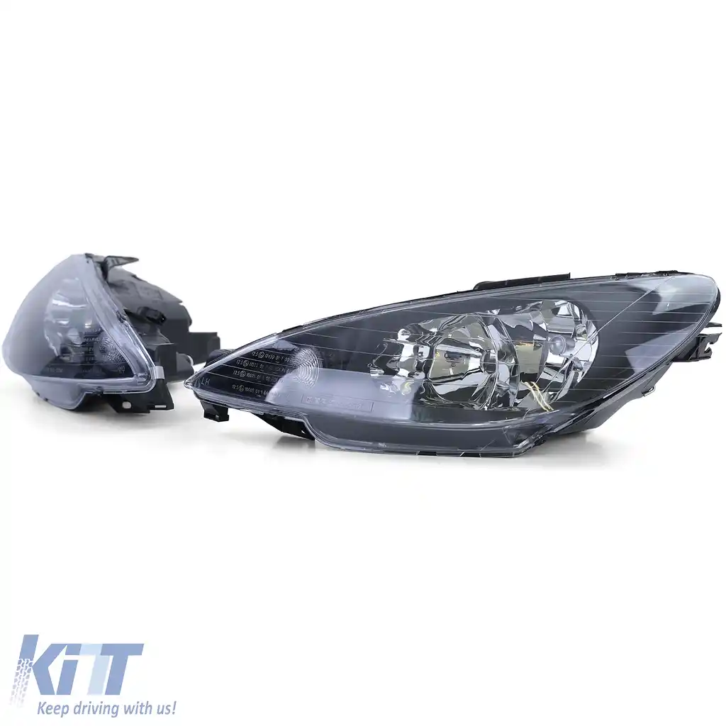 Faruri cu sticlă clară negre H7 H7 + adaptor potrivit pentru Peugeot 206 1998-2008-image-6198057