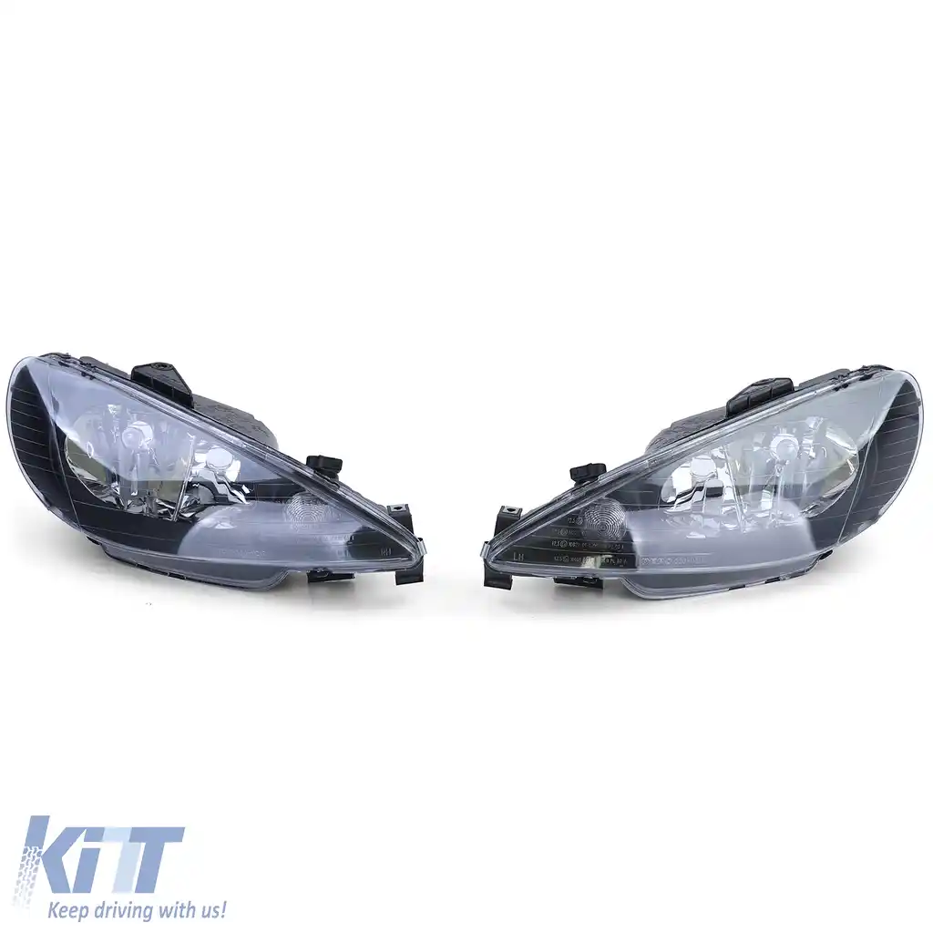 Faruri cu sticlă clară negre H7 H7 + adaptor potrivit pentru Peugeot 206 1998-2008-image-6198058