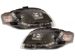 Faruri D-LITE compatibil cu AUDI A4 B7 echipate cu lumina de zi LED negru--image-65120