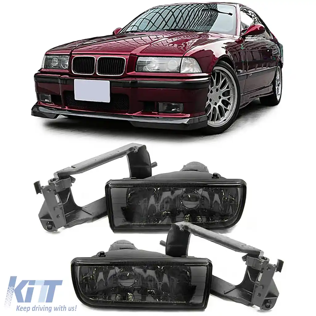 Faruri de ceață din sticlă clară cu fum negru, potrivite pentru BMW E36 91-99, inclusiv M3