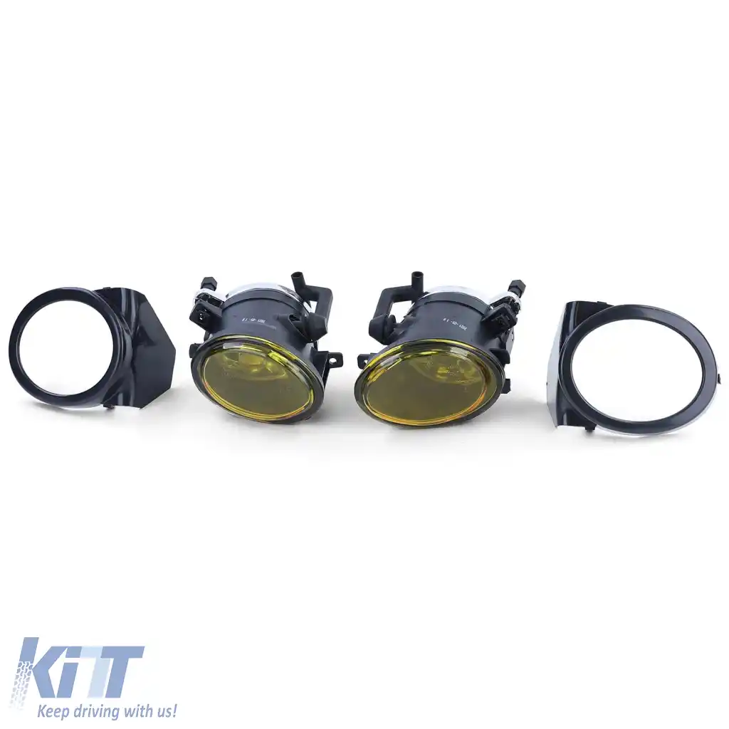 Faruri de ceață din sticlă clară galbene cu suport potrivite pentru BMW Seria 3 E46 BMW Seria 5 E39-image-6261267