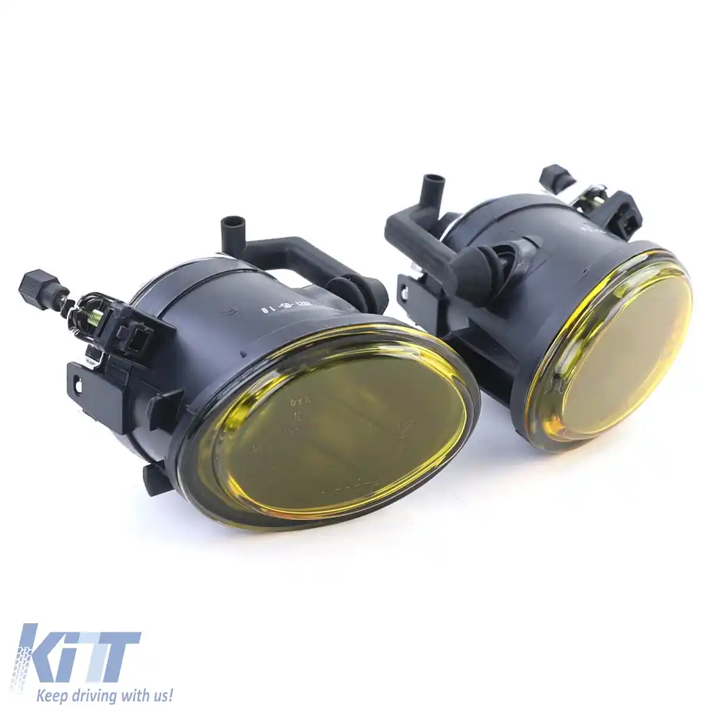 Faruri de ceață din sticlă clară galbene cu suport potrivite pentru BMW Seria 3 E46 BMW Seria 5 E39-image-6261268