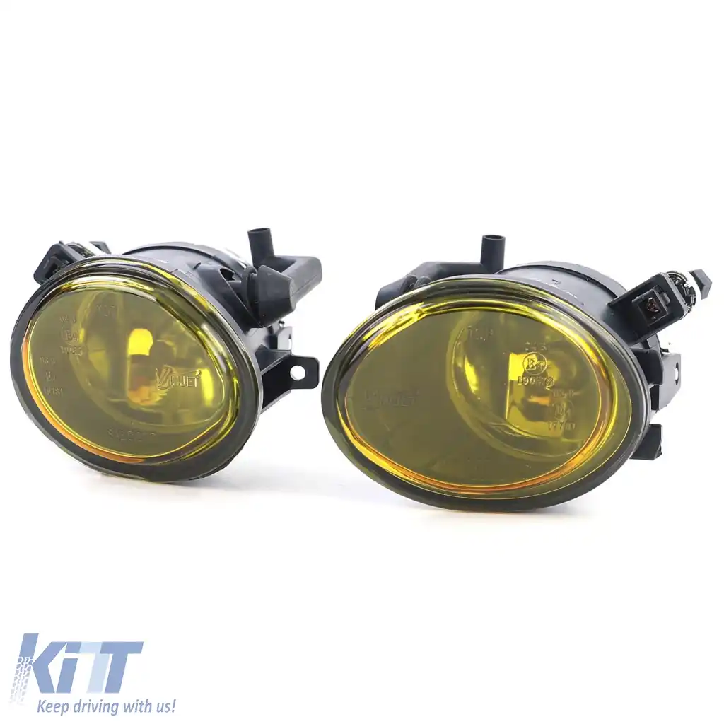 Faruri de ceață din sticlă clară galbene cu suport potrivite pentru BMW Seria 3 E46 BMW Seria 5 E39-image-6261269