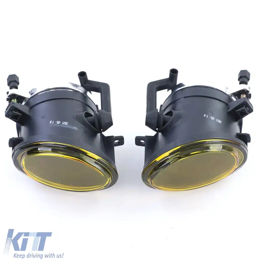 Faruri de ceață din sticlă clară galbene cu suport potrivite pentru BMW Seria 3 E46 BMW Seria 5 E39-image-6261270