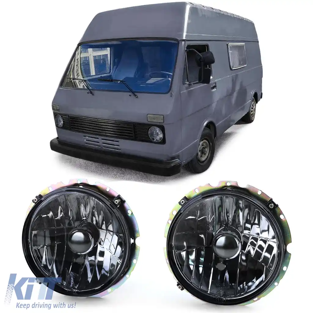 Faruri din sticlă clare cu fum negru H4, pereche, potrivite pentru VW LT 28 35 40 45 75-85
