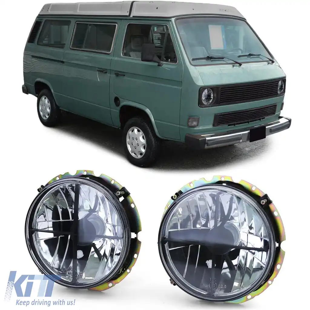 Faruri din sticlă clare cu fum negru și țintă pentru VW T2 73-79 + T3 79-92