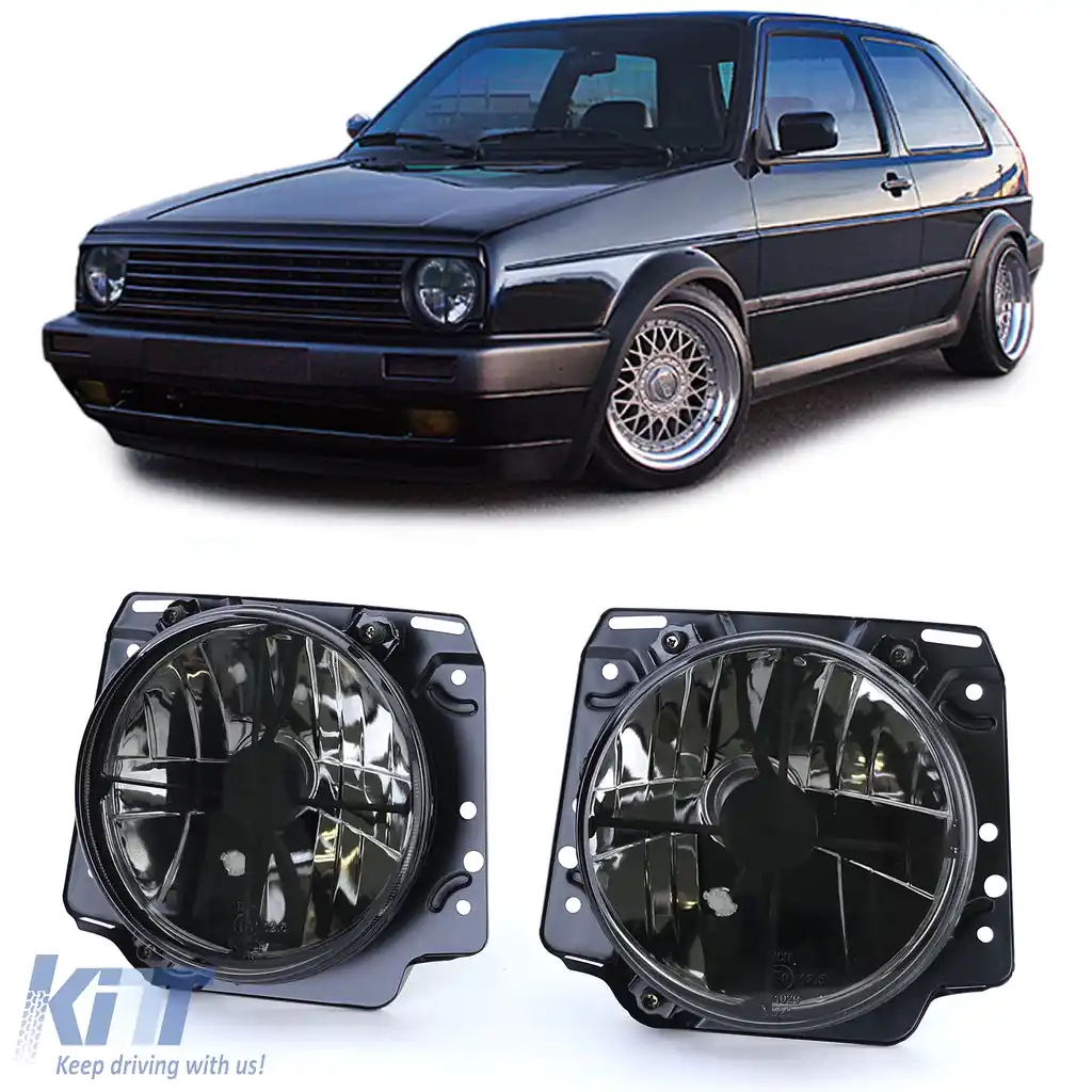 image-75-Faruri din sticlă clare cu țintă neagră fumurie, potrivite pentru VW Golf 2 83-91