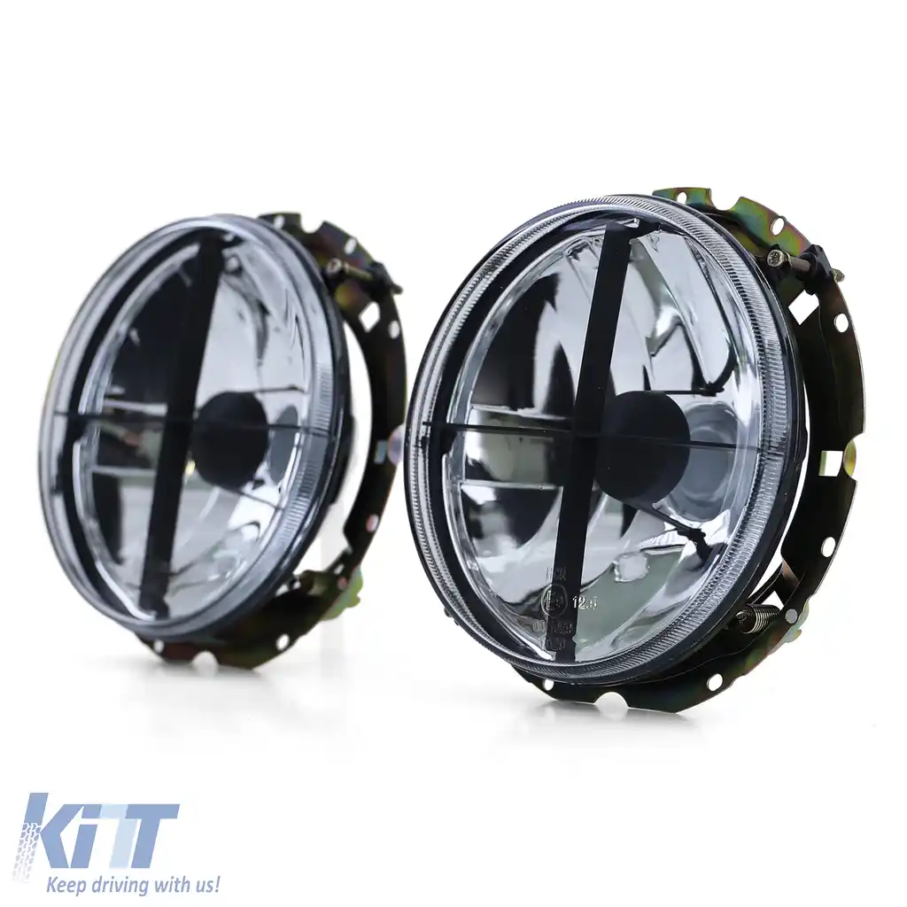 Faruri din sticlă clare, negre, cu țintă pentru VW Caddy I 82-92 Jetta I 79-84-image-6257084