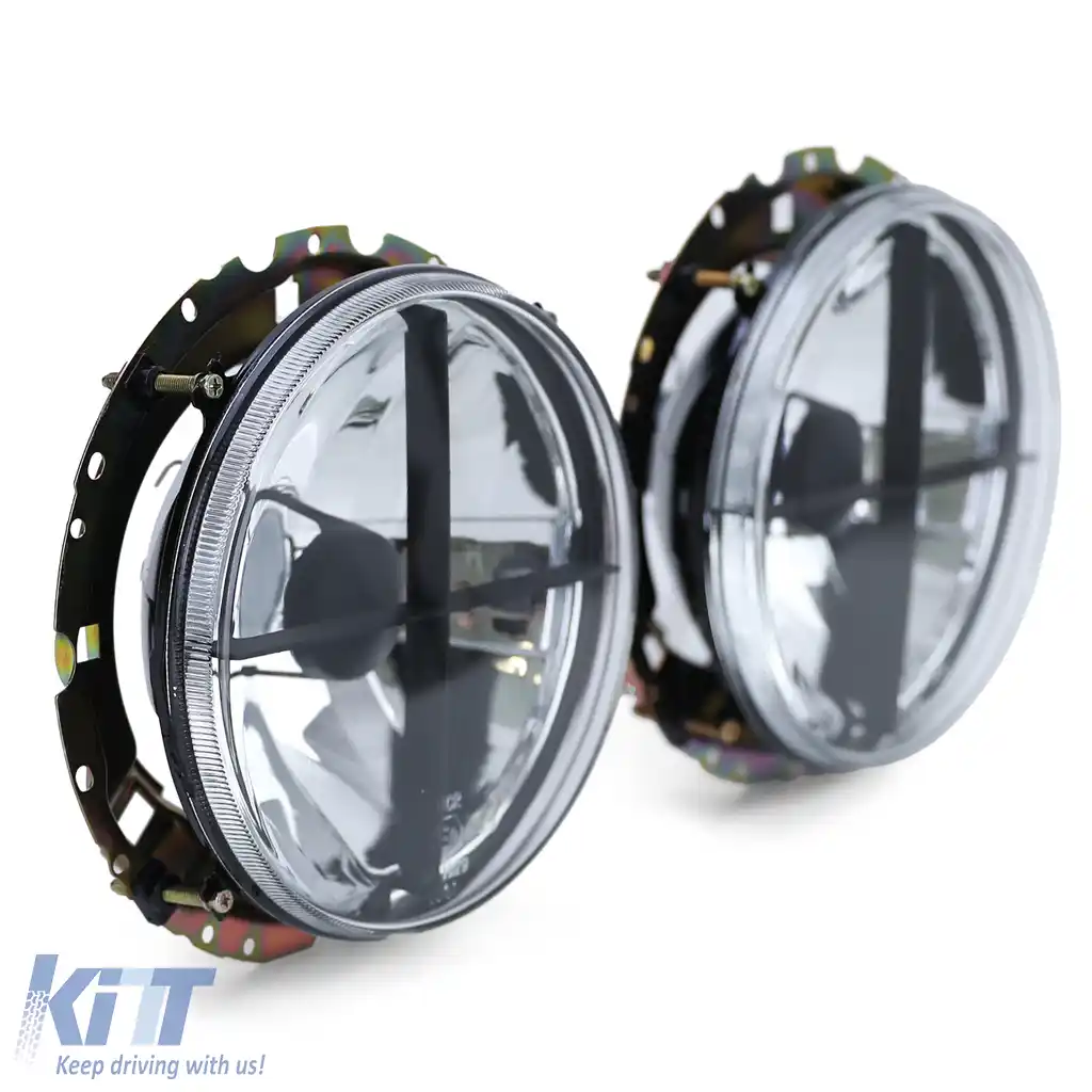 Faruri din sticlă clare, negre, cu țintă pentru VW Caddy I 82-92 Jetta I 79-84-image-6257085