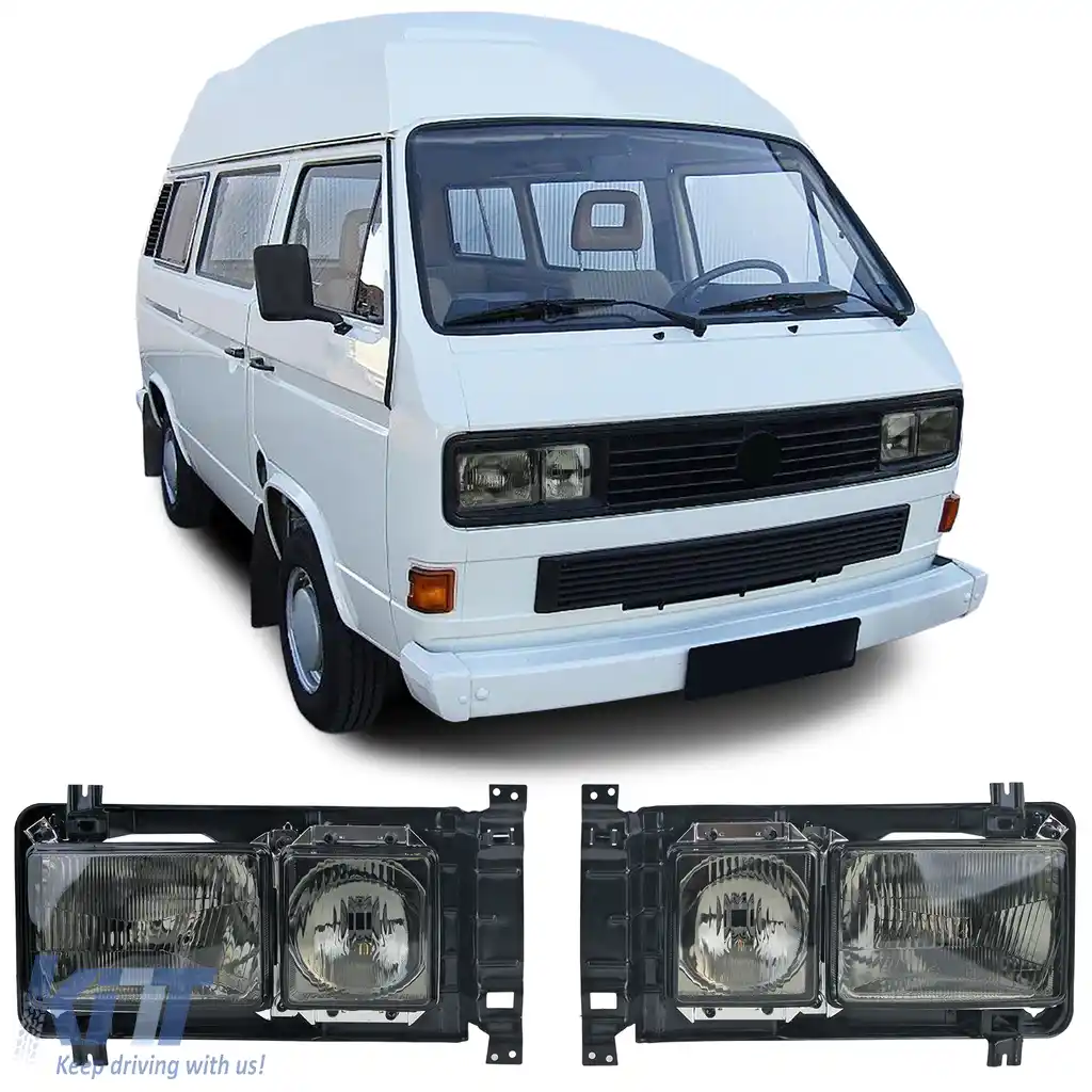Faruri dreptunghiulare Karat Faruri duble Fum negru potrivite pentru VW Bus T3 80-92