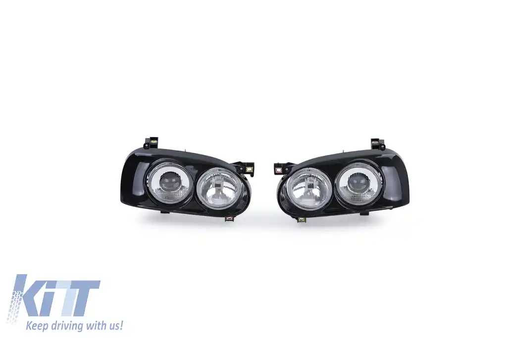 Faruri duble DE H1 H3 negre, pereche, potrivite pentru VW Golf 3 91-97-image-6190382
