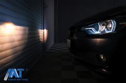 Faruri Full Angel Eyes LED DRL compatibil cu BMW 3 Series F30 F31 Sedan Touring (10.2011-05.2015) Negre-image-6085038