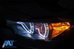 Faruri Full Angel Eyes LED DRL compatibil cu BMW 3 Series F30 F31 Sedan Touring (10.2011-05.2015) Negre-image-6085042