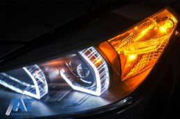 Faruri Full Angel Eyes LED DRL compatibil cu BMW 3 Series F30 F31 Sedan Touring (10.2011-05.2015) Negre-image-6085043