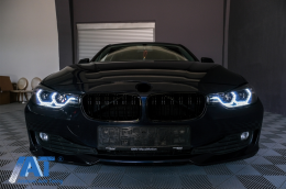 Faruri Full Angel Eyes LED DRL compatibil cu BMW 3 Series F30 F31 Sedan Touring (10.2011-05.2015) Negre-image-6085045