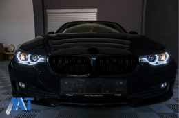 Faruri Full Angel Eyes LED DRL compatibil cu BMW 3 Series F30 F31 Sedan Touring (10.2011-05.2015) Negre-image-6085047