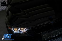 Faruri Full Angel Eyes LED DRL compatibil cu BMW 3 Series F30 F31 Sedan Touring (10.2011-05.2015) Negre-image-6085048